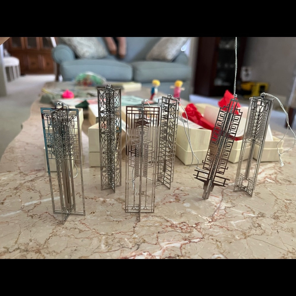 Frank Lloyd Wright licensed ornaments - 6 different designs